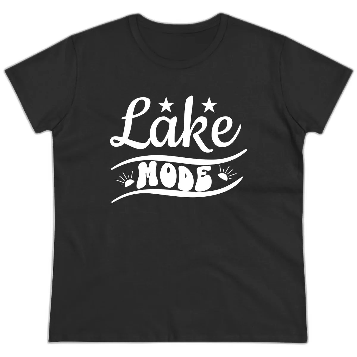 Lake Mode Retro Graphic Ladies Tee in Black