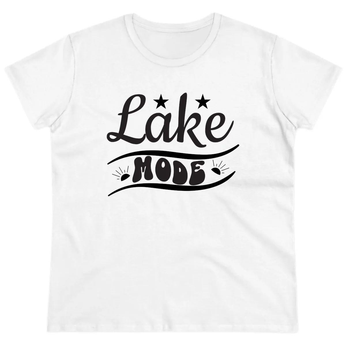 Lake Mode Retro Graphic Ladies Tee in White