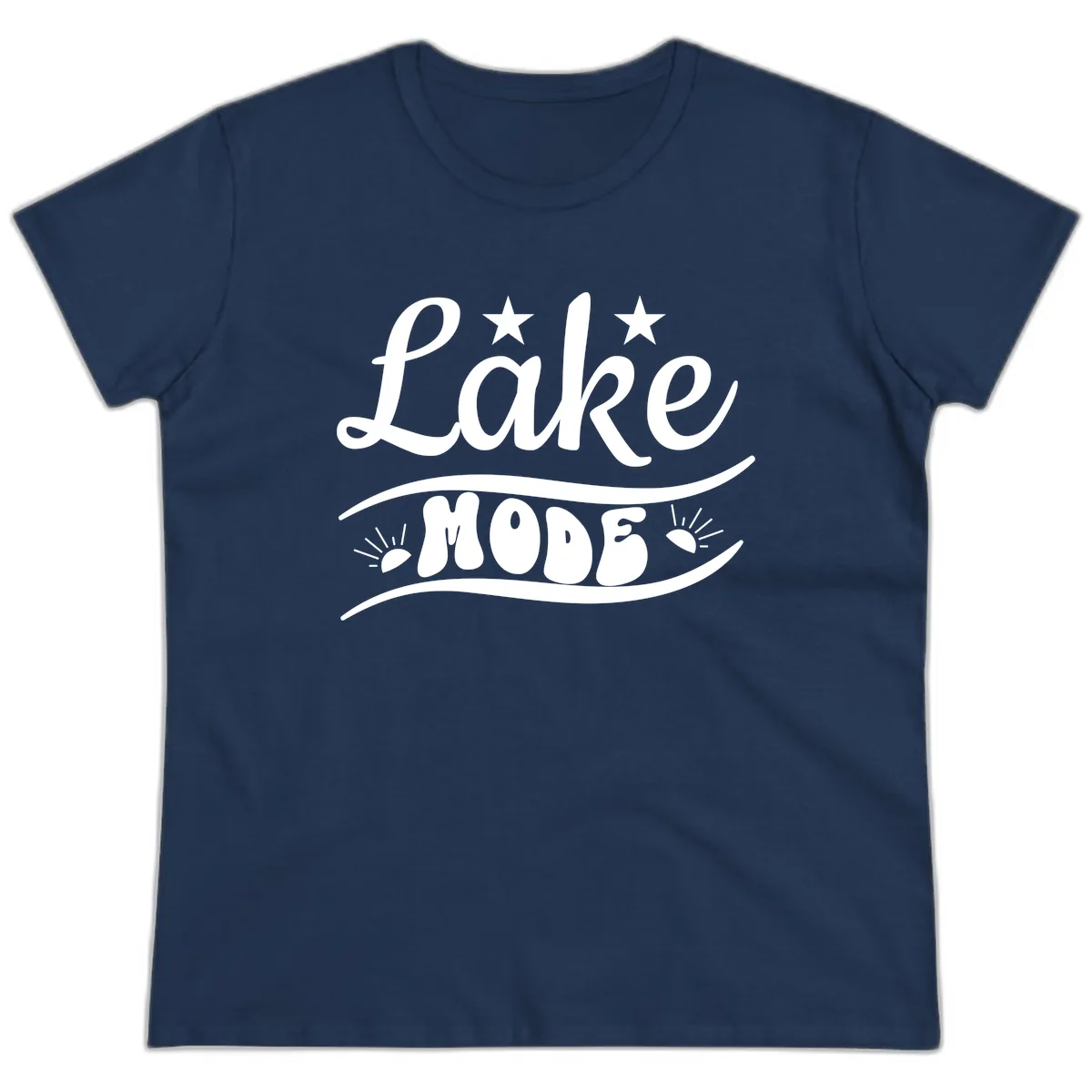 Lake Mode Retro Graphic Ladies Tee in Navy