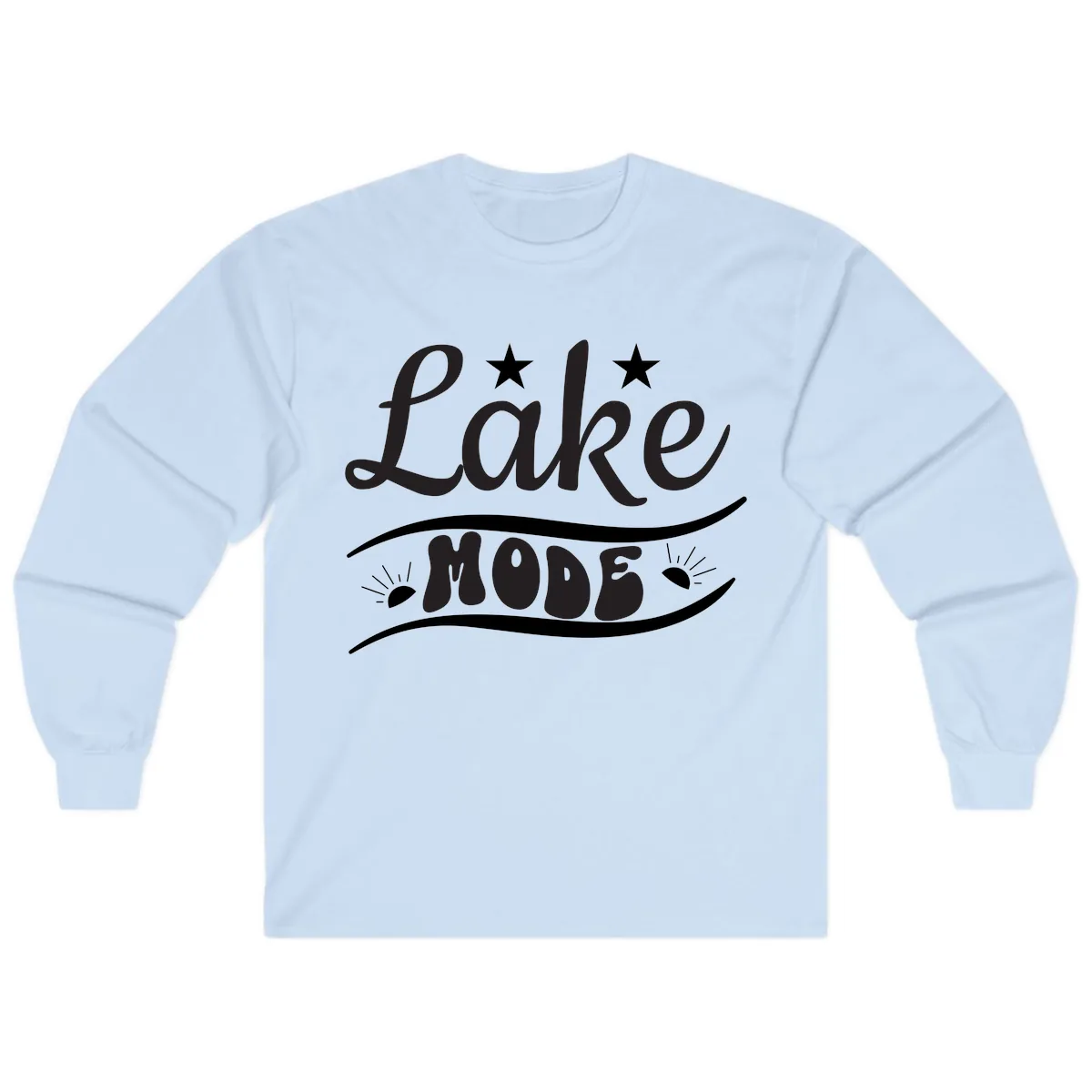 Lake Mode Retro Graphic Long Sleeve in Light Blue