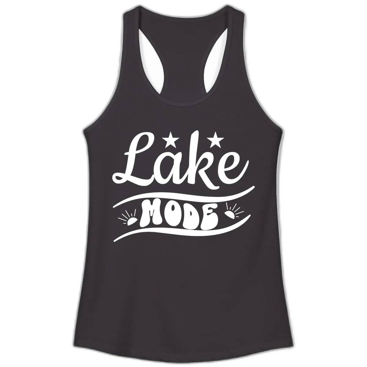 Lake Mode Retro Graphic Ladies Tank in Black