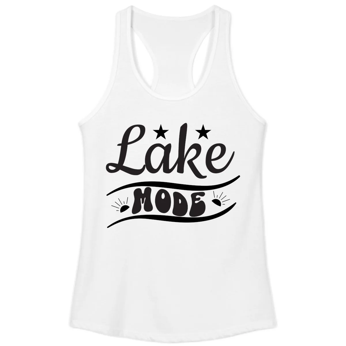 Lake Mode Retro Graphic Ladies Tank in White