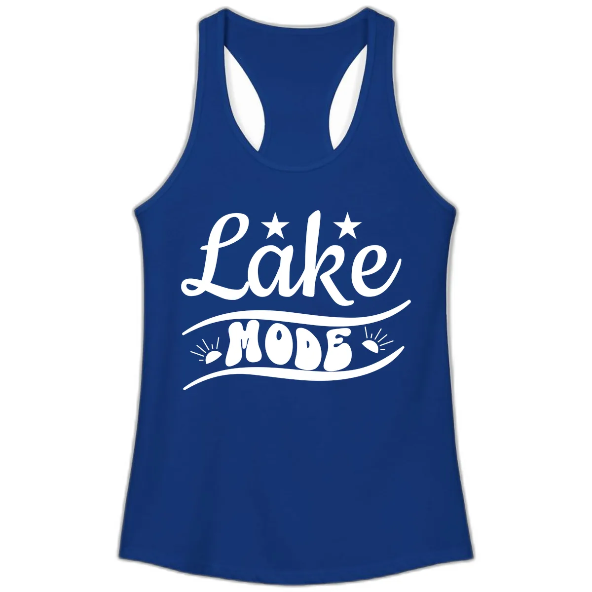 Lake Mode Retro Graphic Ladies Tank in Solid Royal