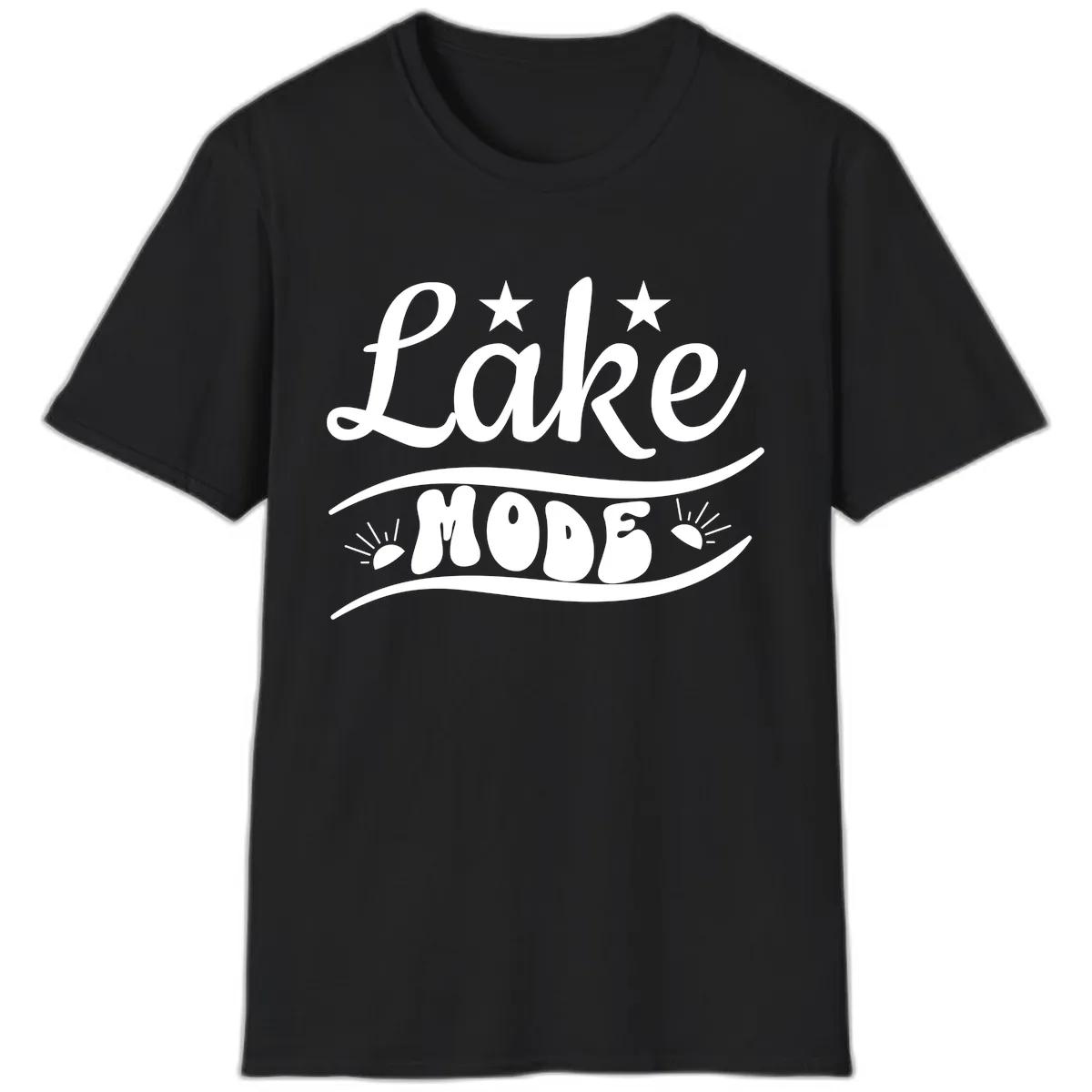 Lake Mode Retro Graphic T-Shirt in Black