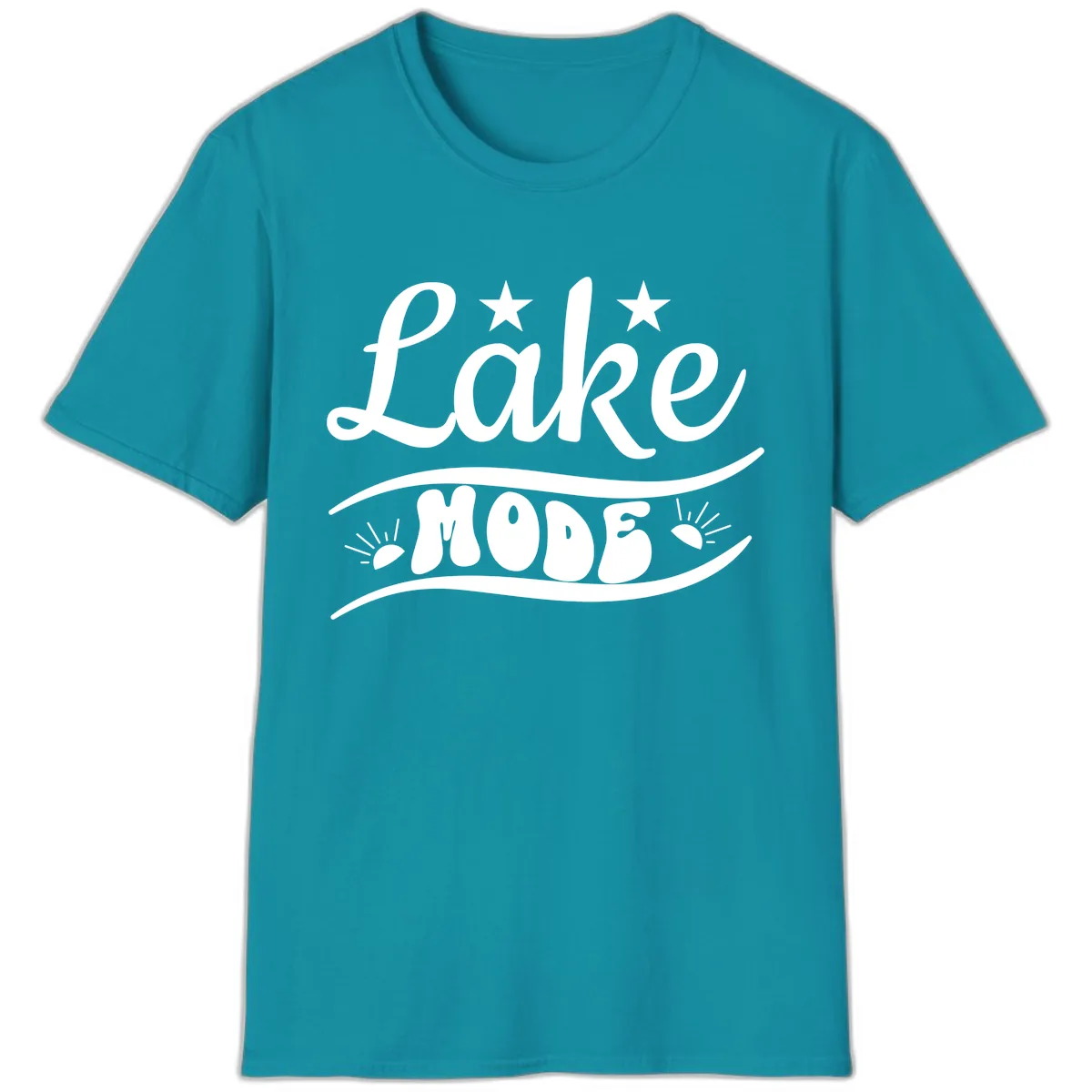 Lake Mode Retro Graphic T-Shirt in Tropical Blue