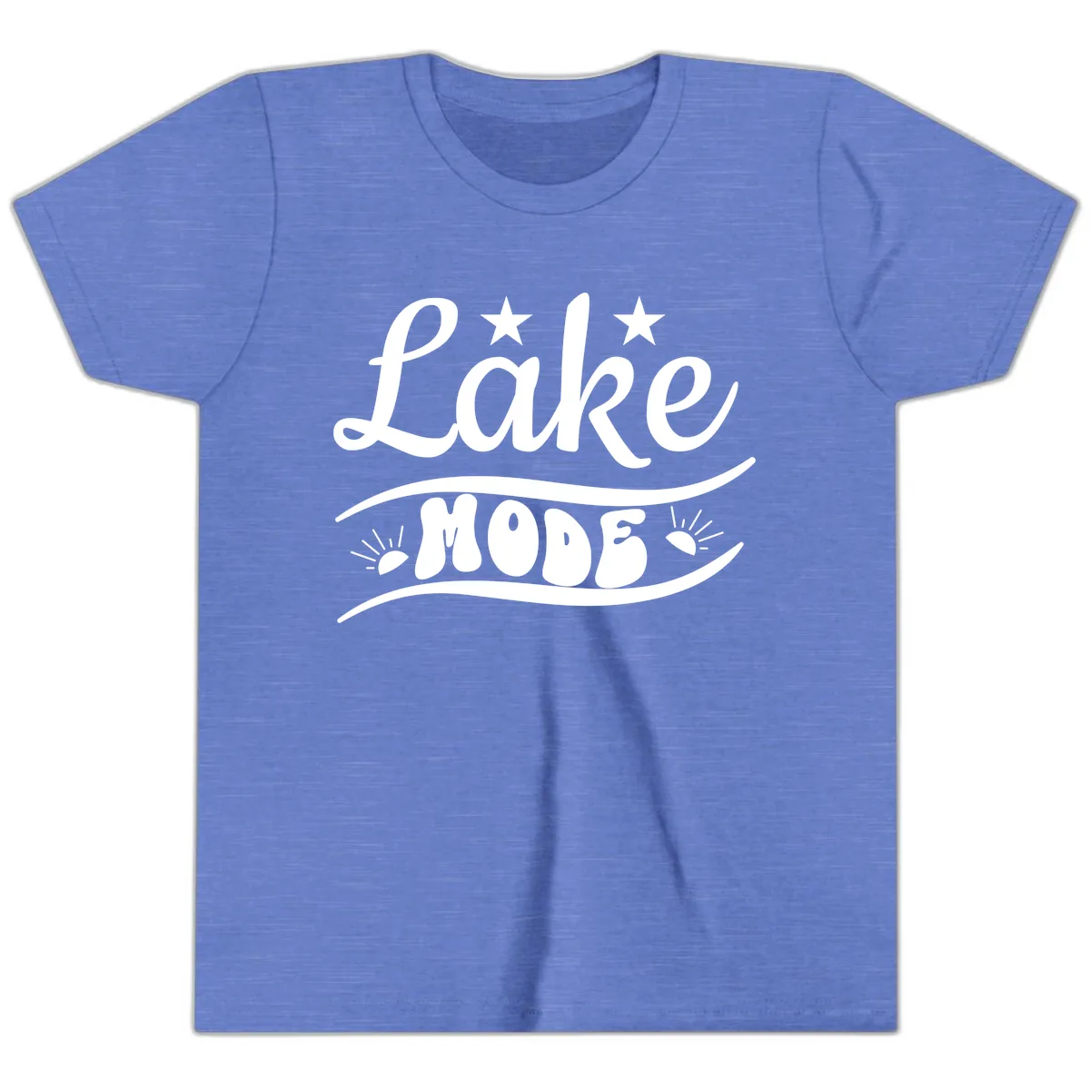 Lake Mode Retro Graphic Youth T-Shirt in Heather Columbia Blue