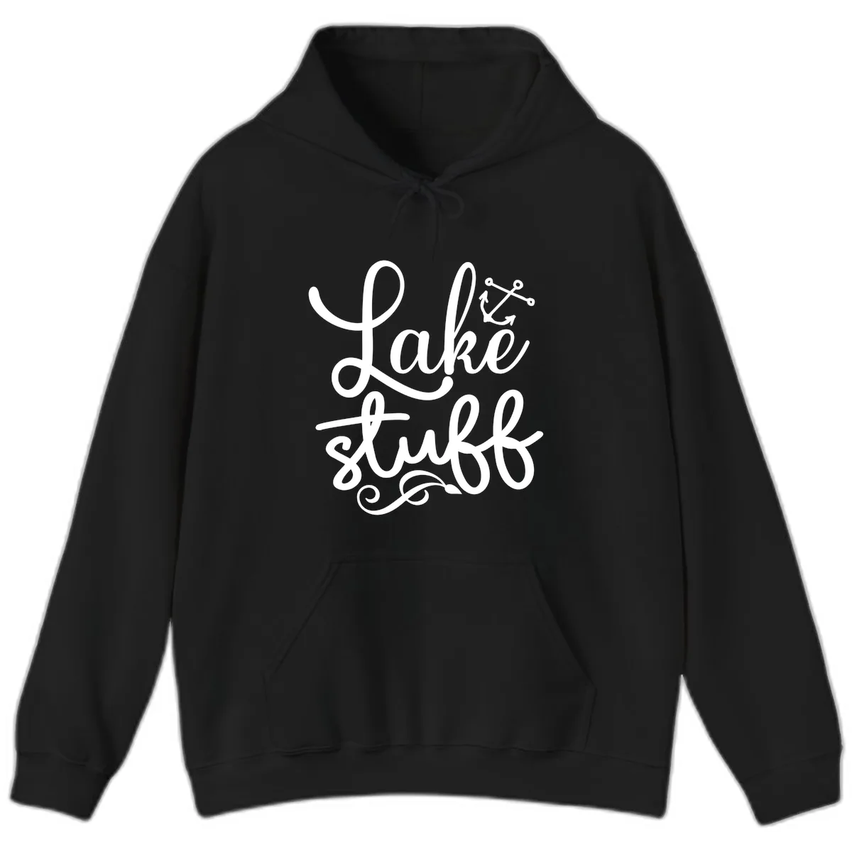 Lake Stuff Anchor Design Hoodie in Black