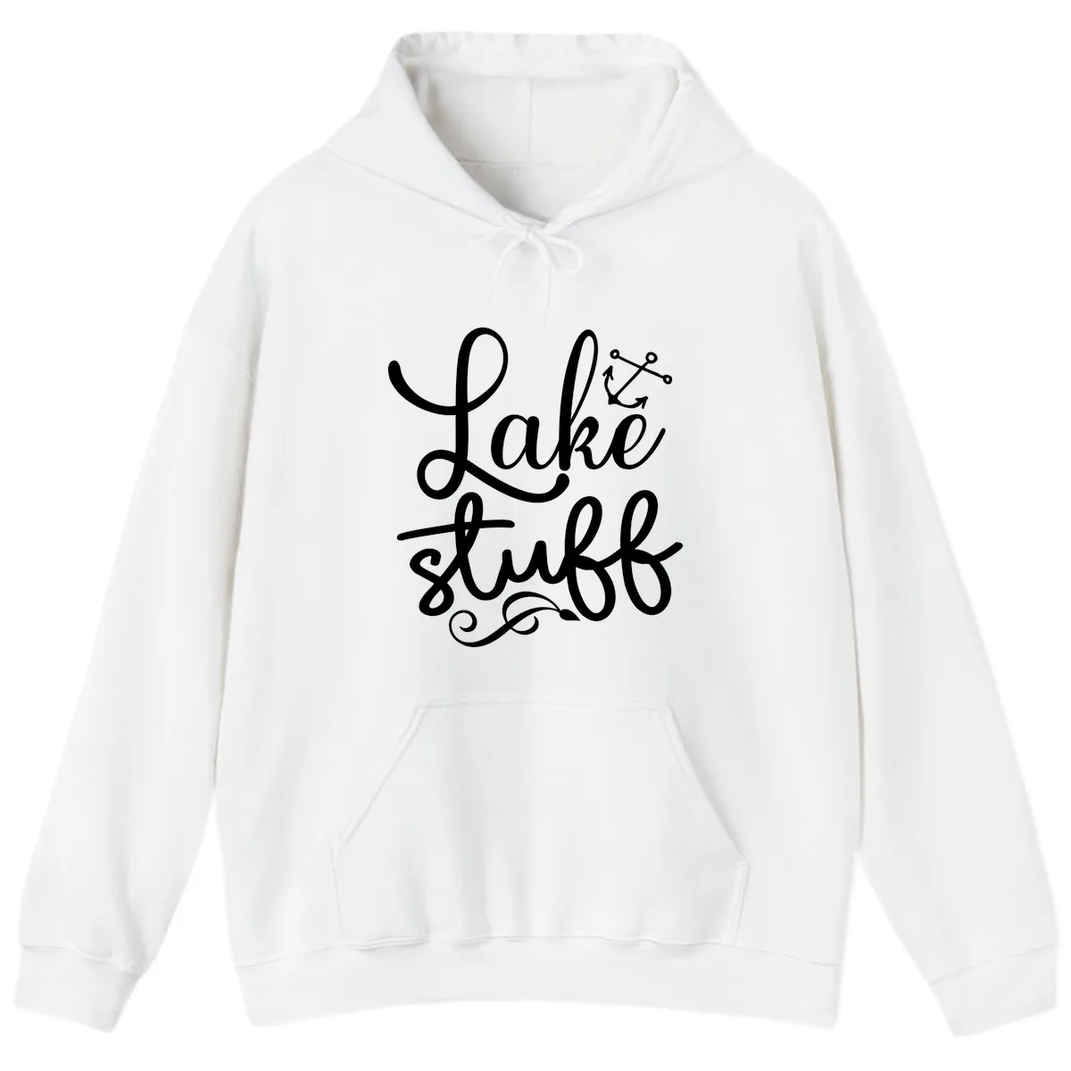 Lake Stuff Anchor Design Hoodie in White