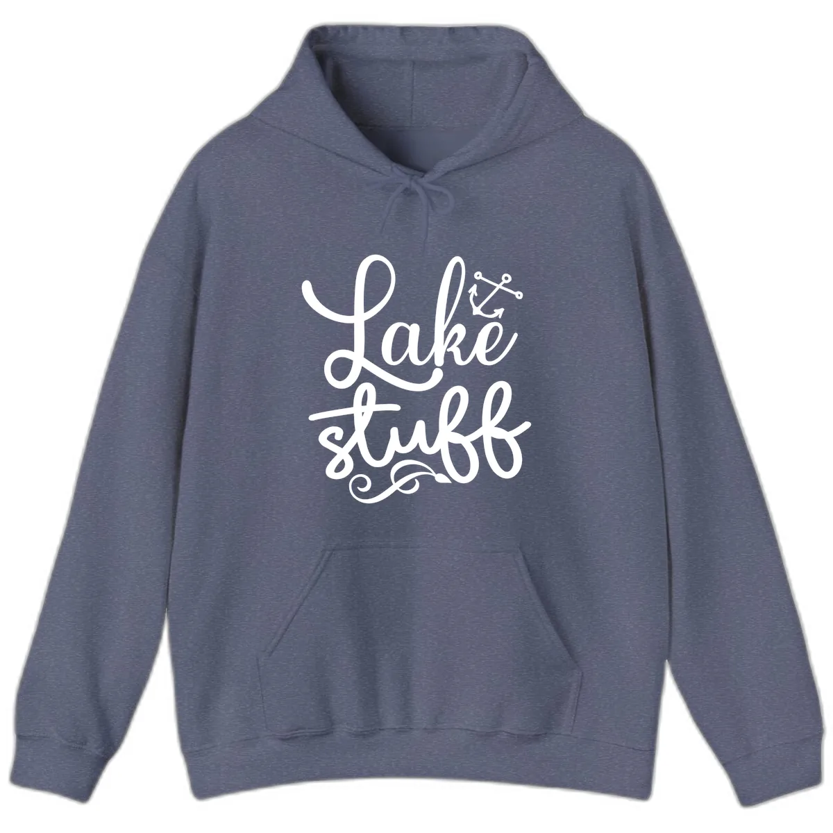 Lake Stuff Anchor Design Hoodie in Heather Navy