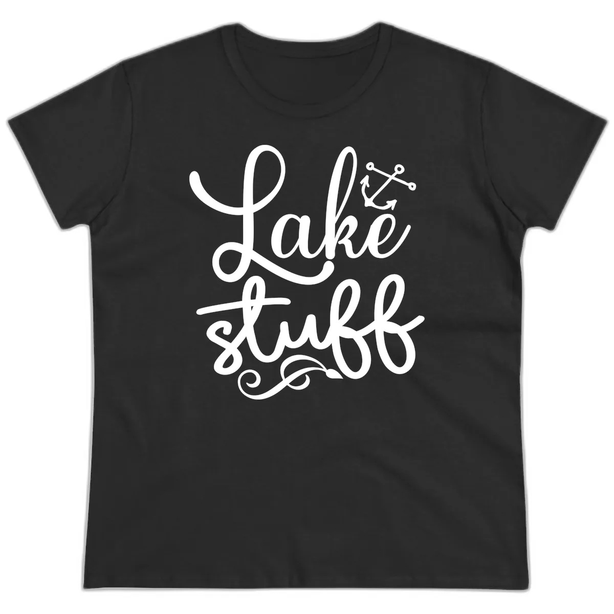 Lake Stuff Anchor Design Ladies Tee in Black