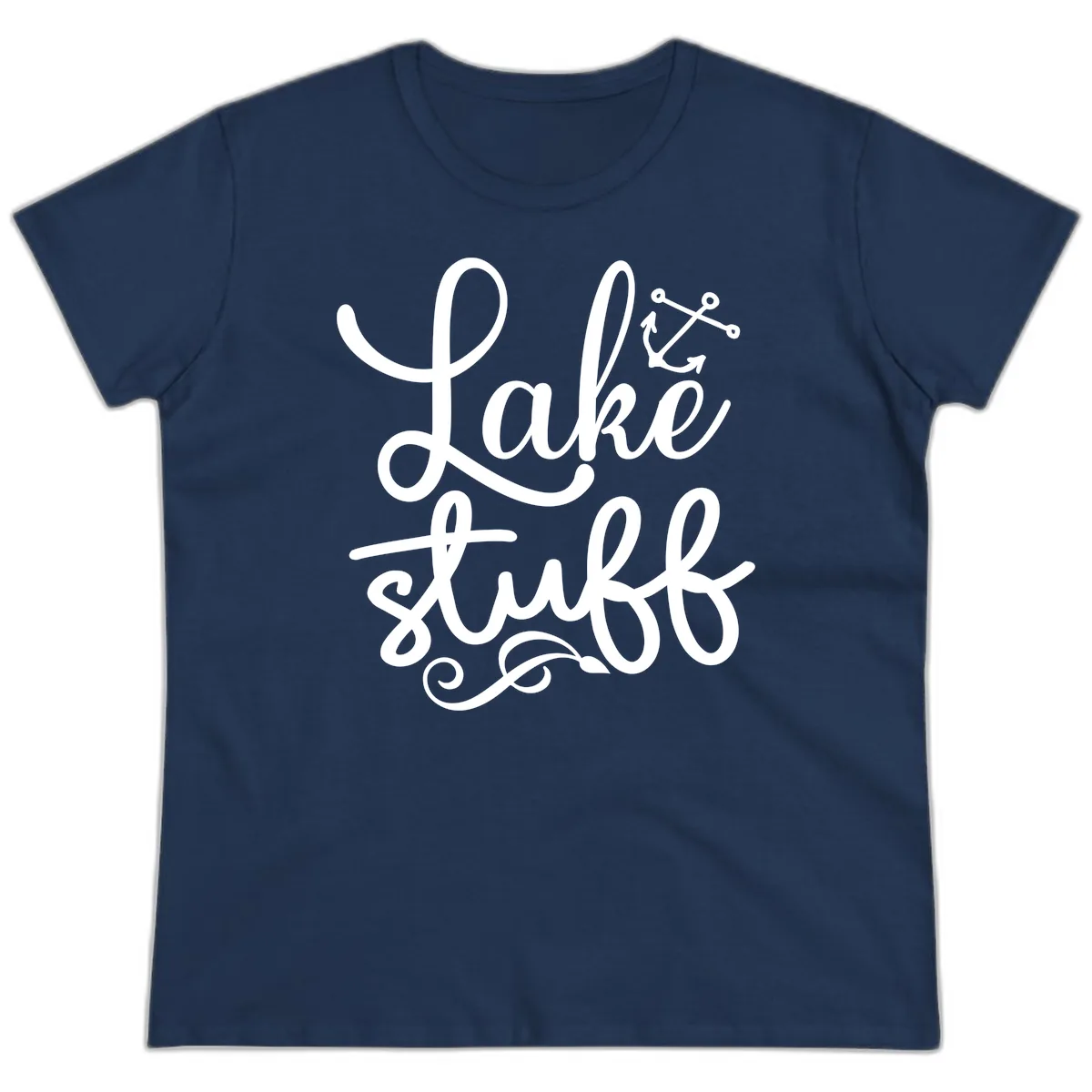 Lake Stuff Anchor Design Ladies Tee in Navy