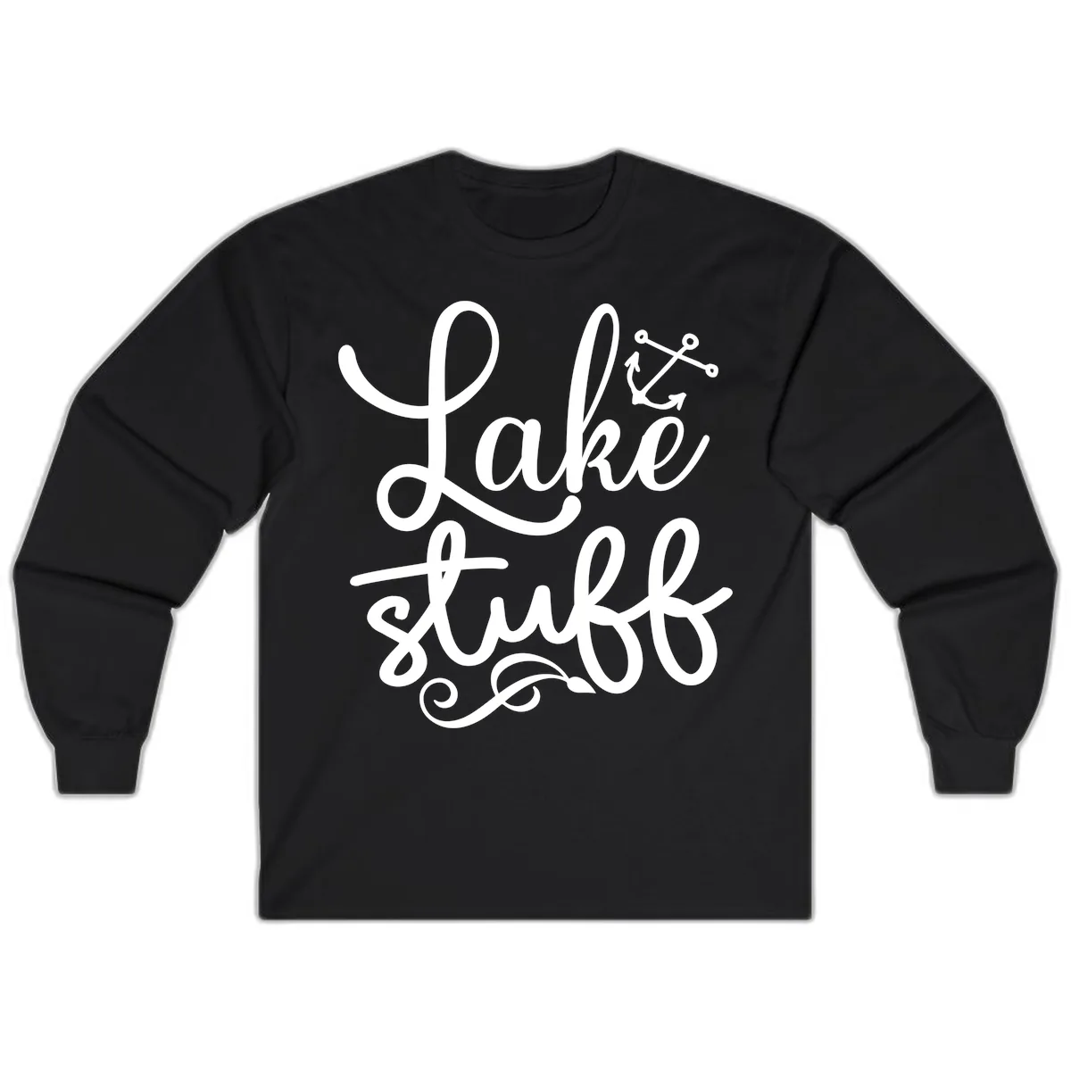 Lake Stuff Anchor Design Long Sleeve in Black