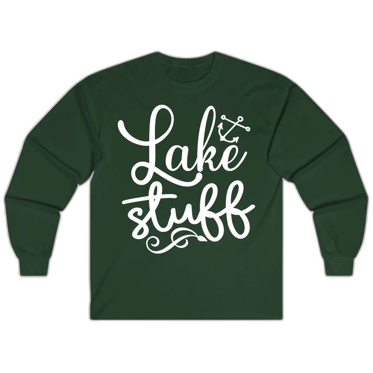 Lake Stuff Anchor Design Long Sleeve in Forest Green