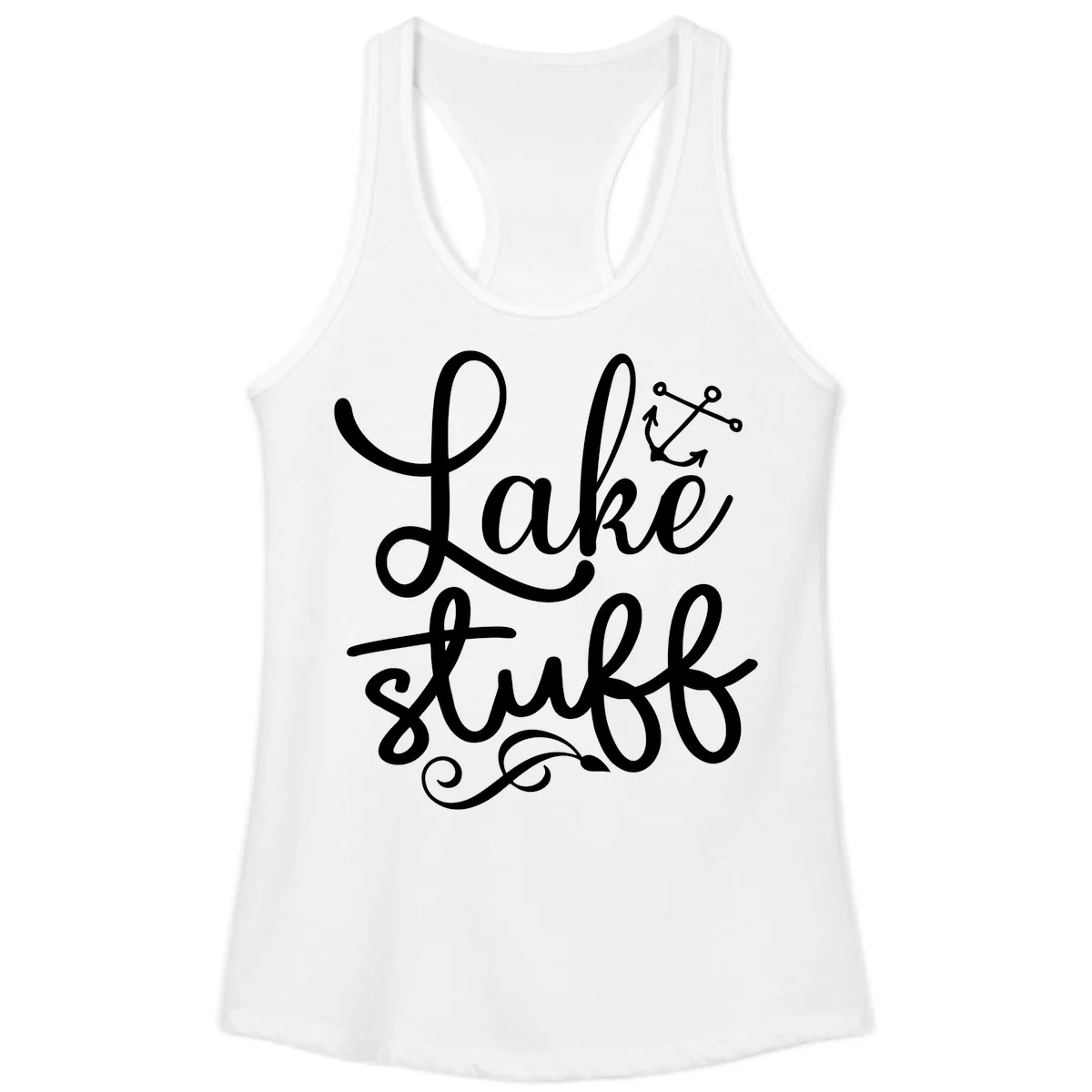 Lake Stuff Anchor Design Ladies Tank in White