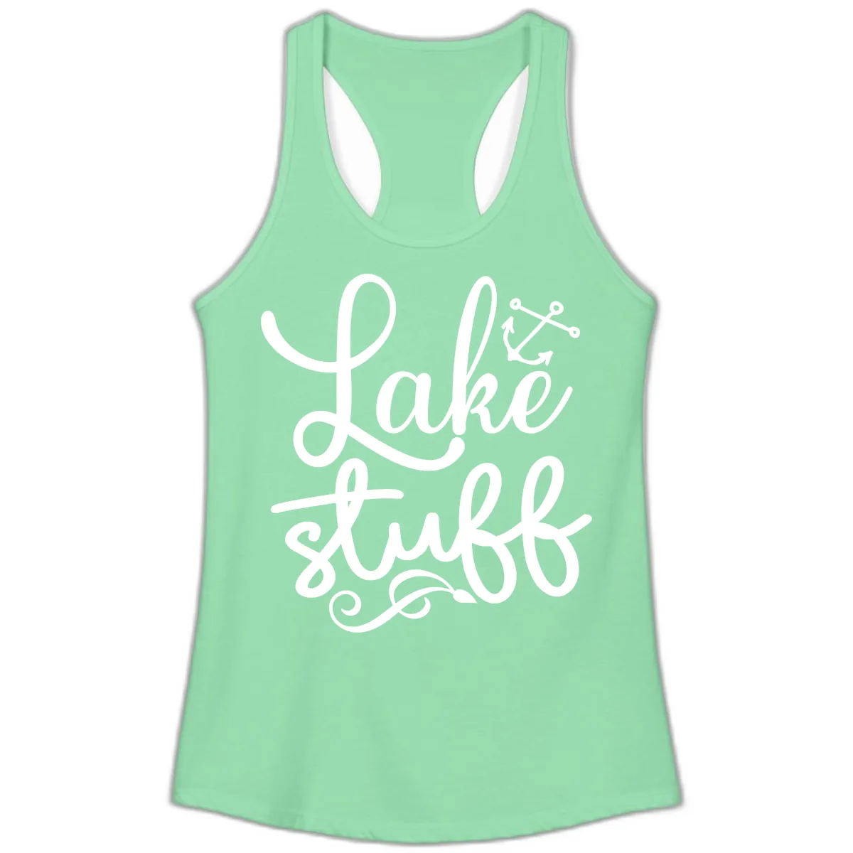 Lake Stuff Anchor Design Ladies Tank in Solid Mint