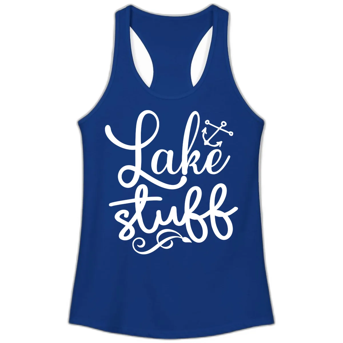 Lake Stuff Anchor Design Ladies Tank in Solid Royal