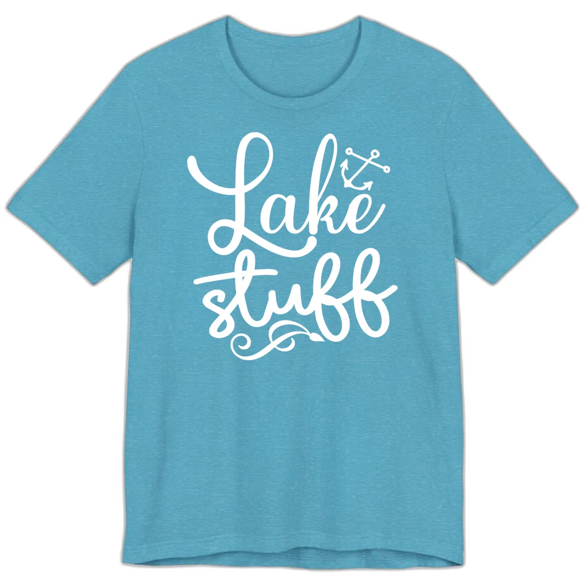 Lake Stuff Anchor Design Premium T-Shirt in Heather Aqua