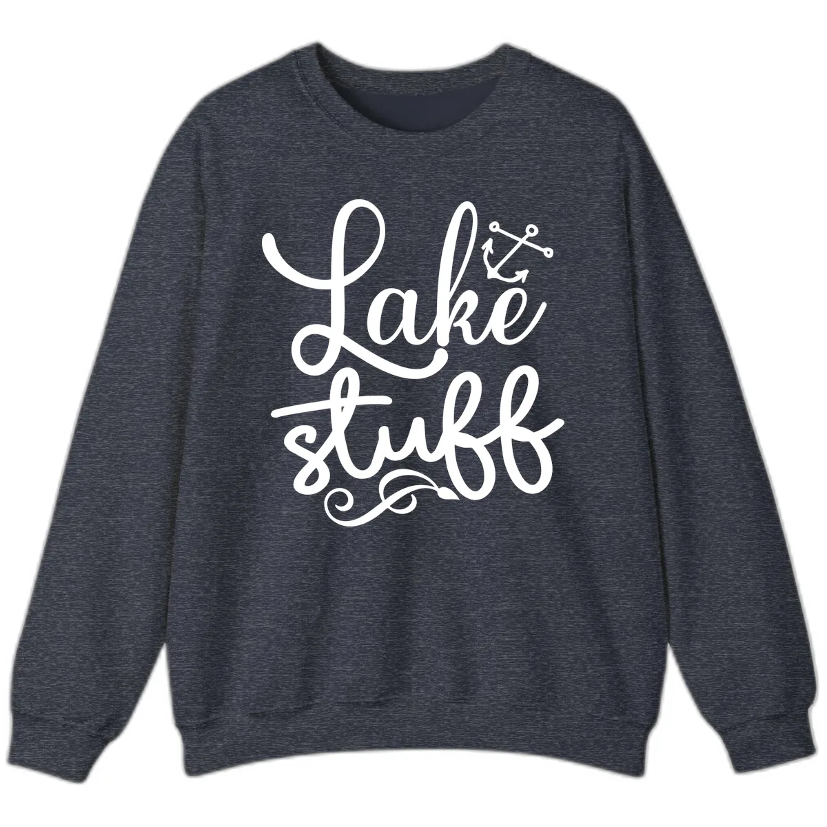 Lake Stuff Anchor Design Sweatshirt in Heather Sport Dark Navy