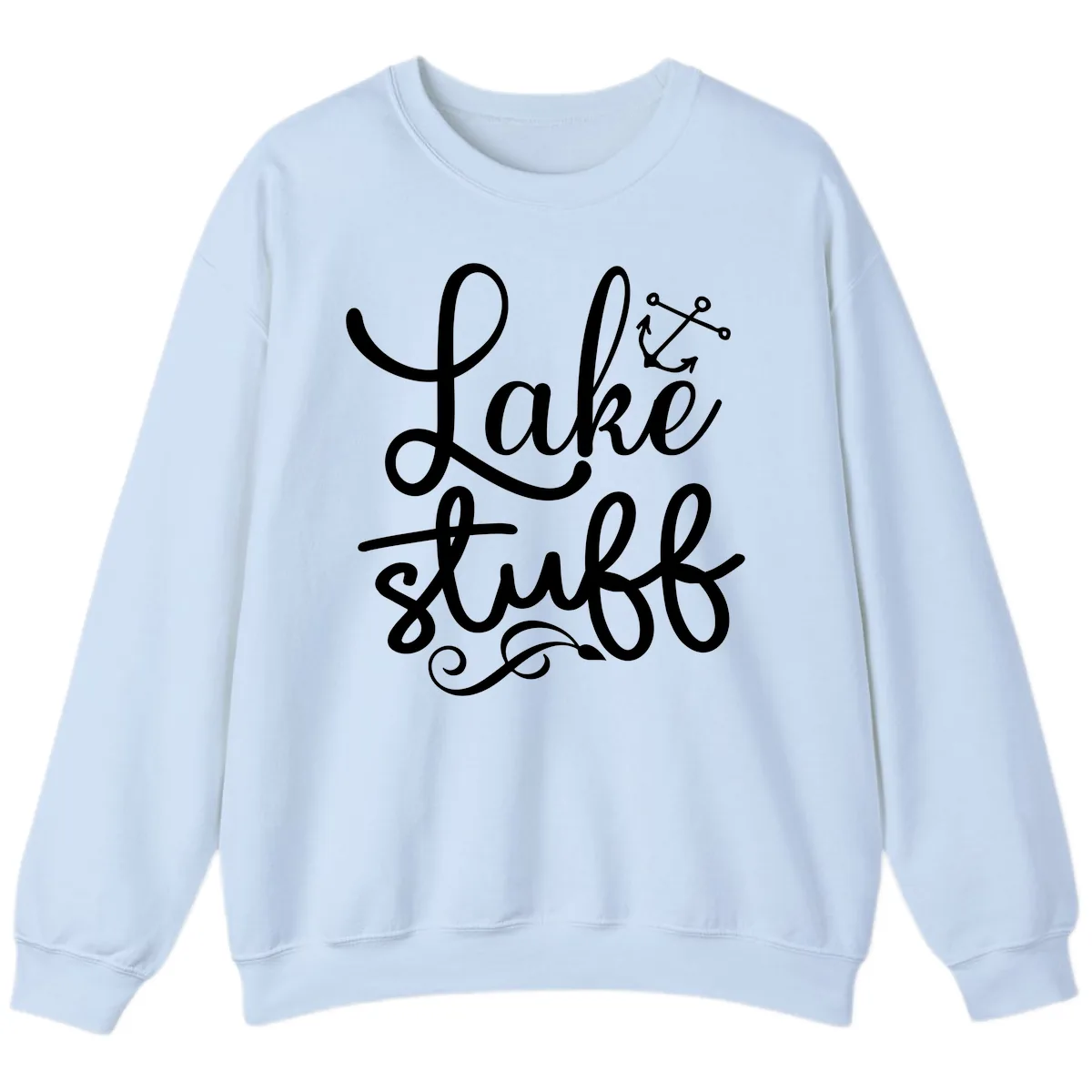 Lake Stuff Anchor Design Sweatshirt in Light Blue