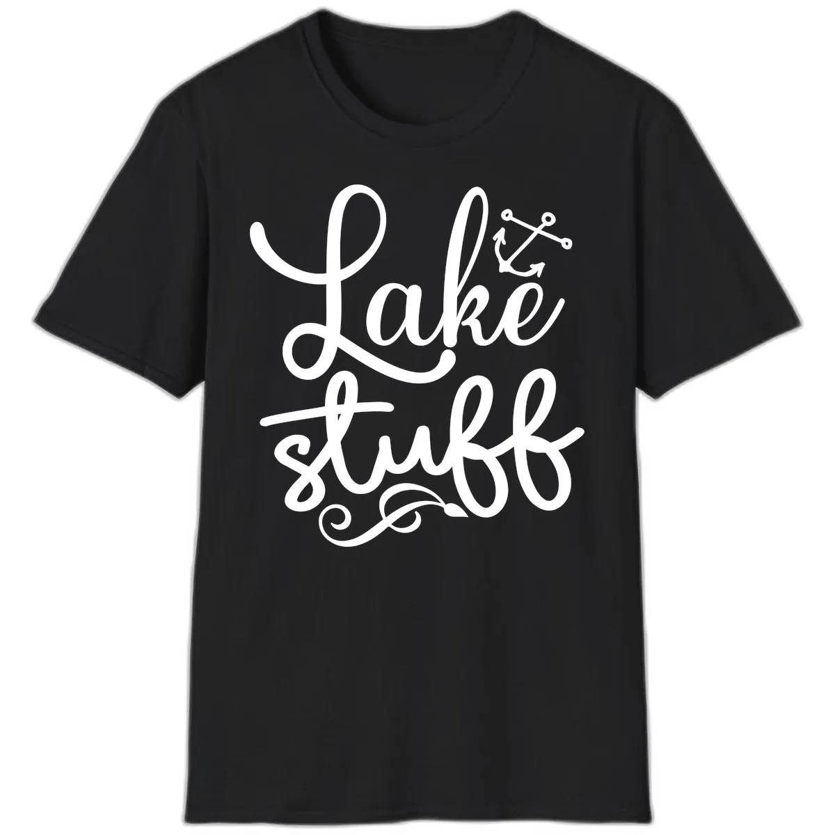 Lake Stuff Anchor Design T-Shirt in Black