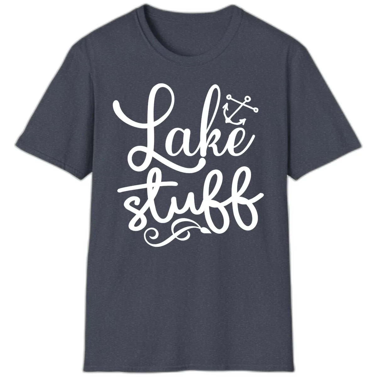 Lake Stuff Anchor Design T-Shirt in Heather Navy