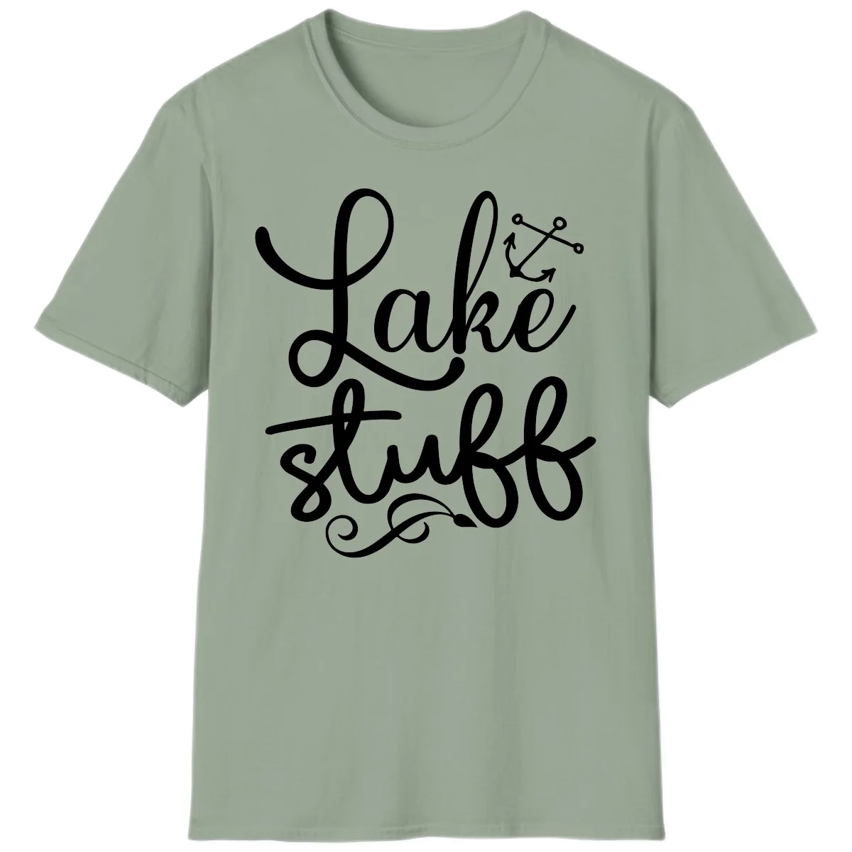 Lake Stuff Anchor Design T-Shirt in Sage