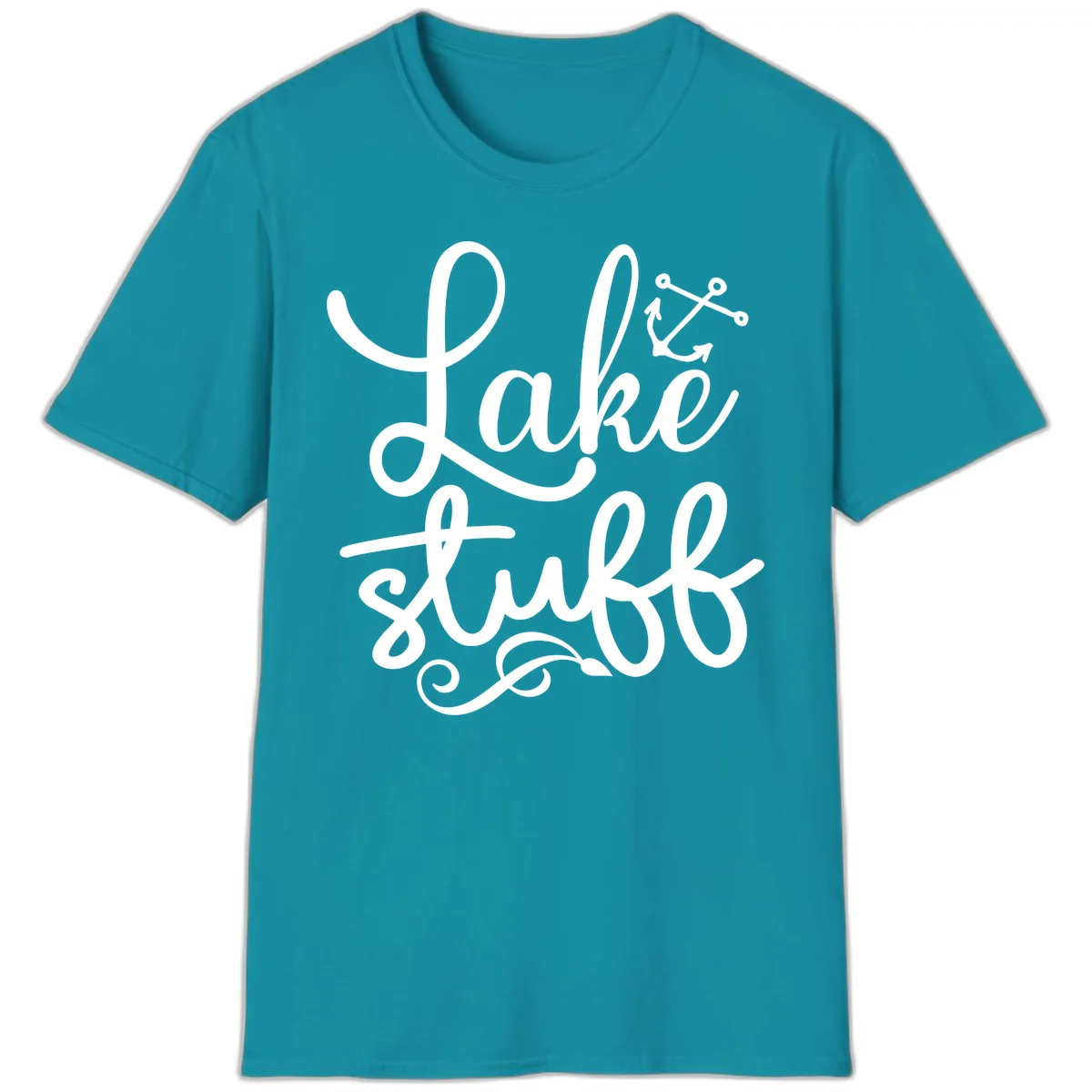 Lake Stuff Anchor Design T-Shirt in Tropical Blue