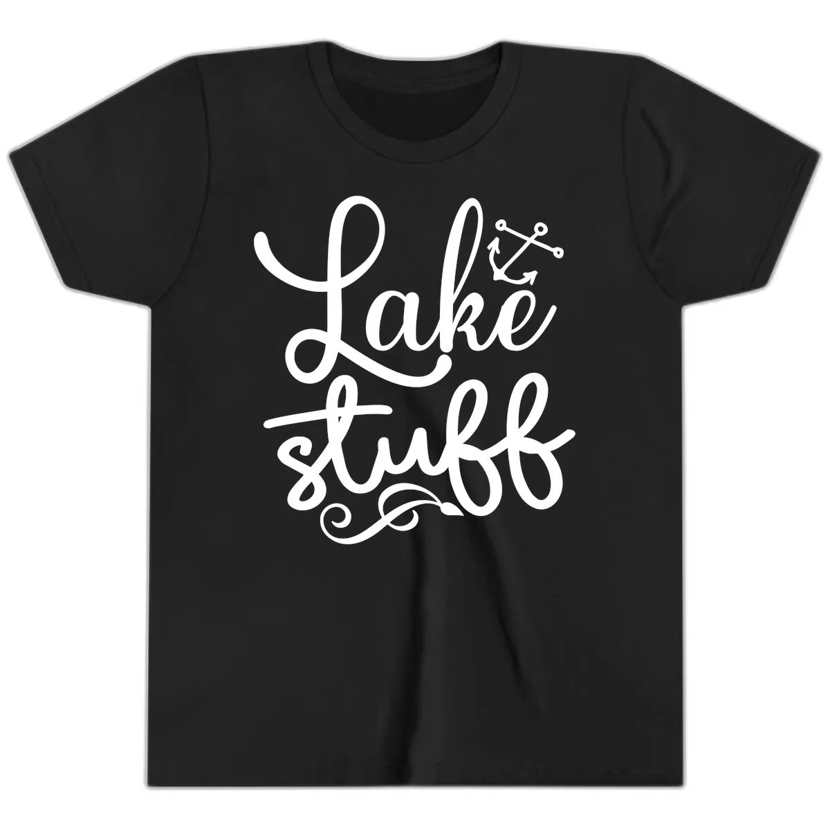 Lake Stuff Anchor Design Youth T-Shirt in Black