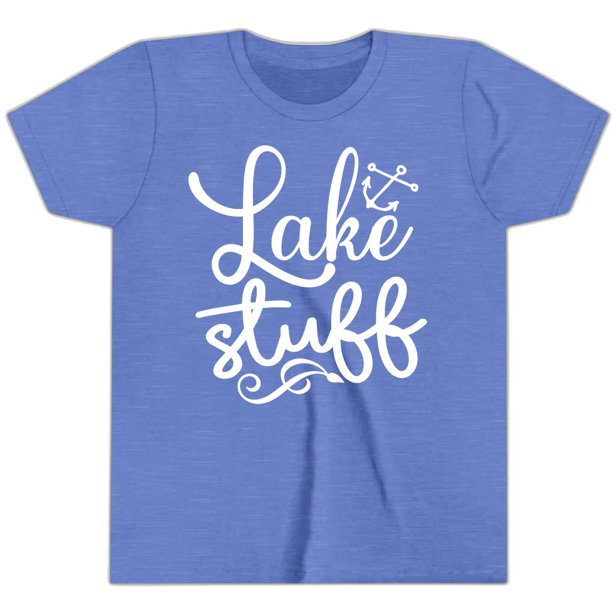 Lake Stuff Anchor Design Youth T-Shirt in Heather Columbia Blue