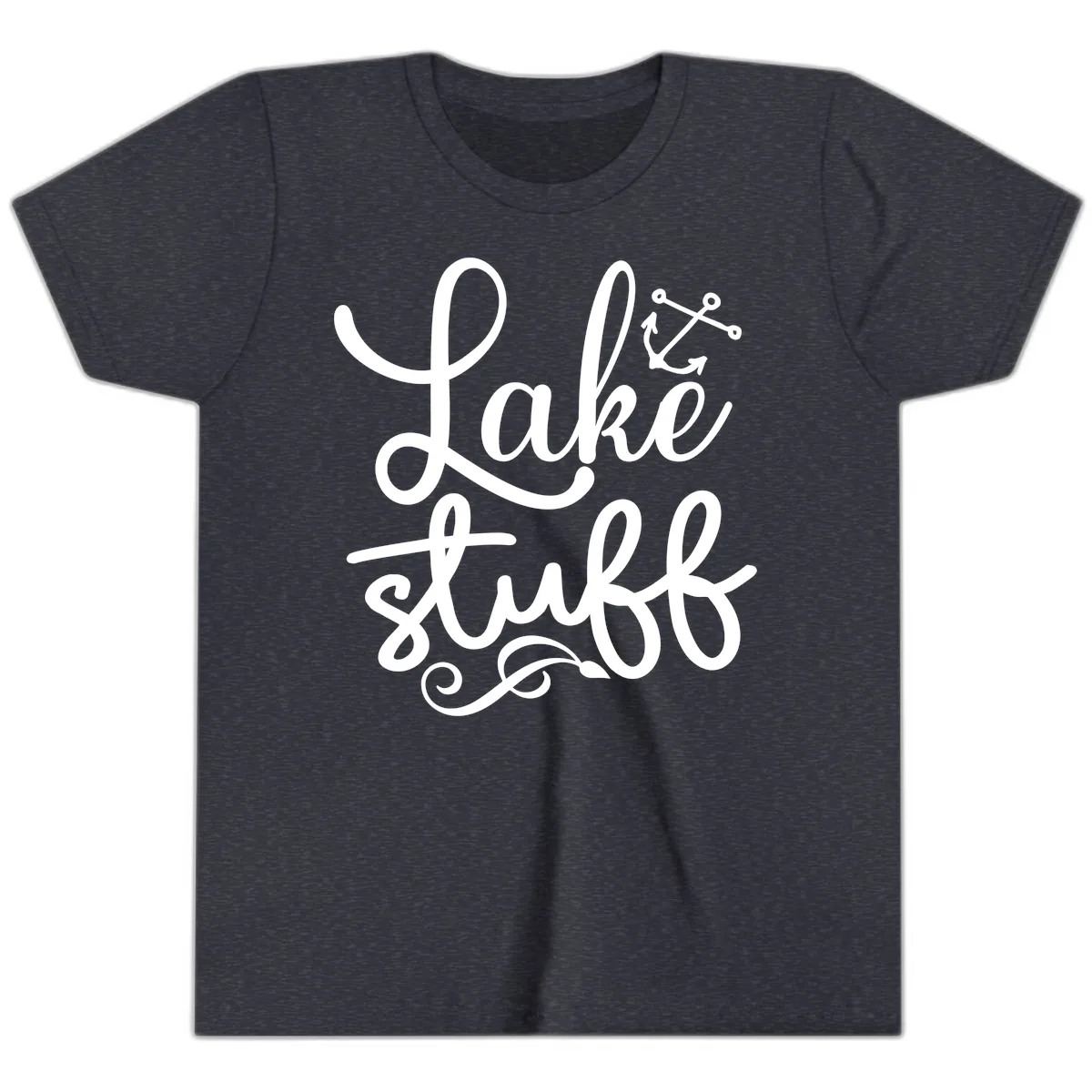 Lake Stuff Anchor Design Youth T-Shirt in Heather Navy