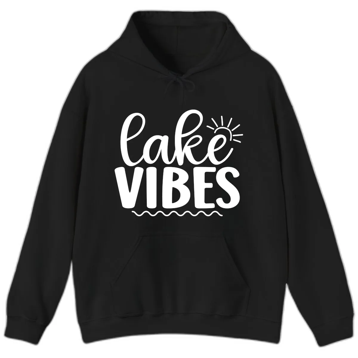 Lake Vibes Lake Day Apparel Hoodie in Black
