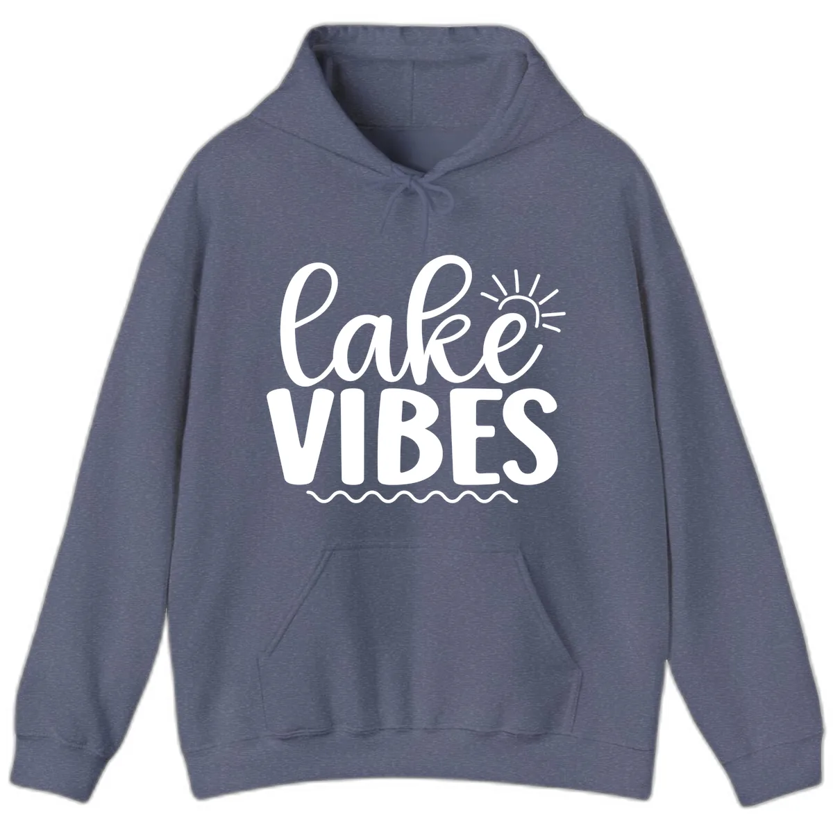 Lake Vibes Lake Day Apparel Hoodie in Heather Navy