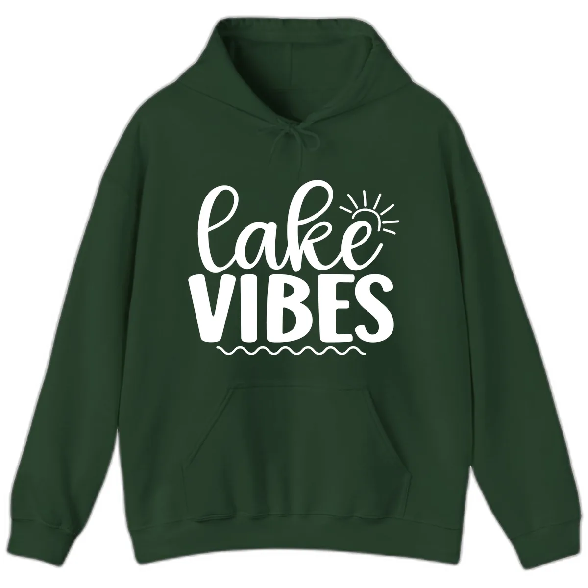 Lake Vibes Lake Day Apparel Hoodie in Forest Green