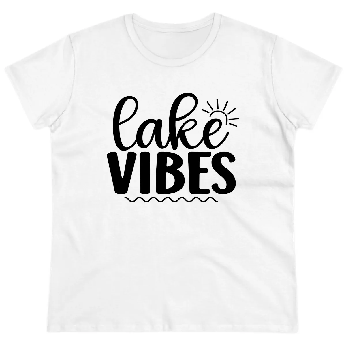 Lake Vibes Lake Day Apparel Ladies Tee in White