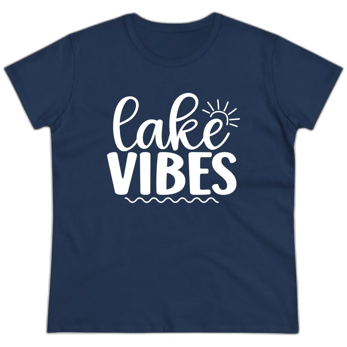 Lake Vibes Lake Day Apparel Ladies Tee in Navy