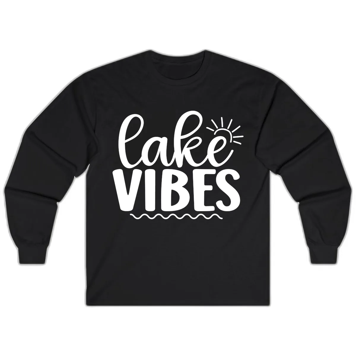 Lake Vibes Lake Day Apparel Long Sleeve in Black