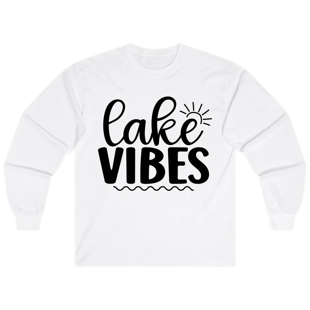 Lake Vibes Lake Day Apparel Long Sleeve in White