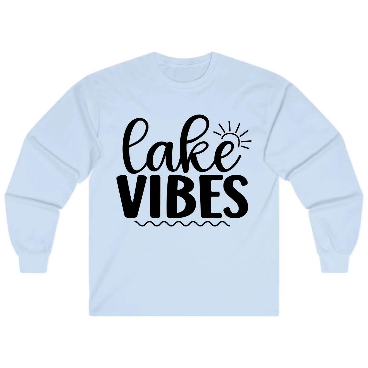 Lake Vibes Lake Day Apparel Long Sleeve in Light Blue