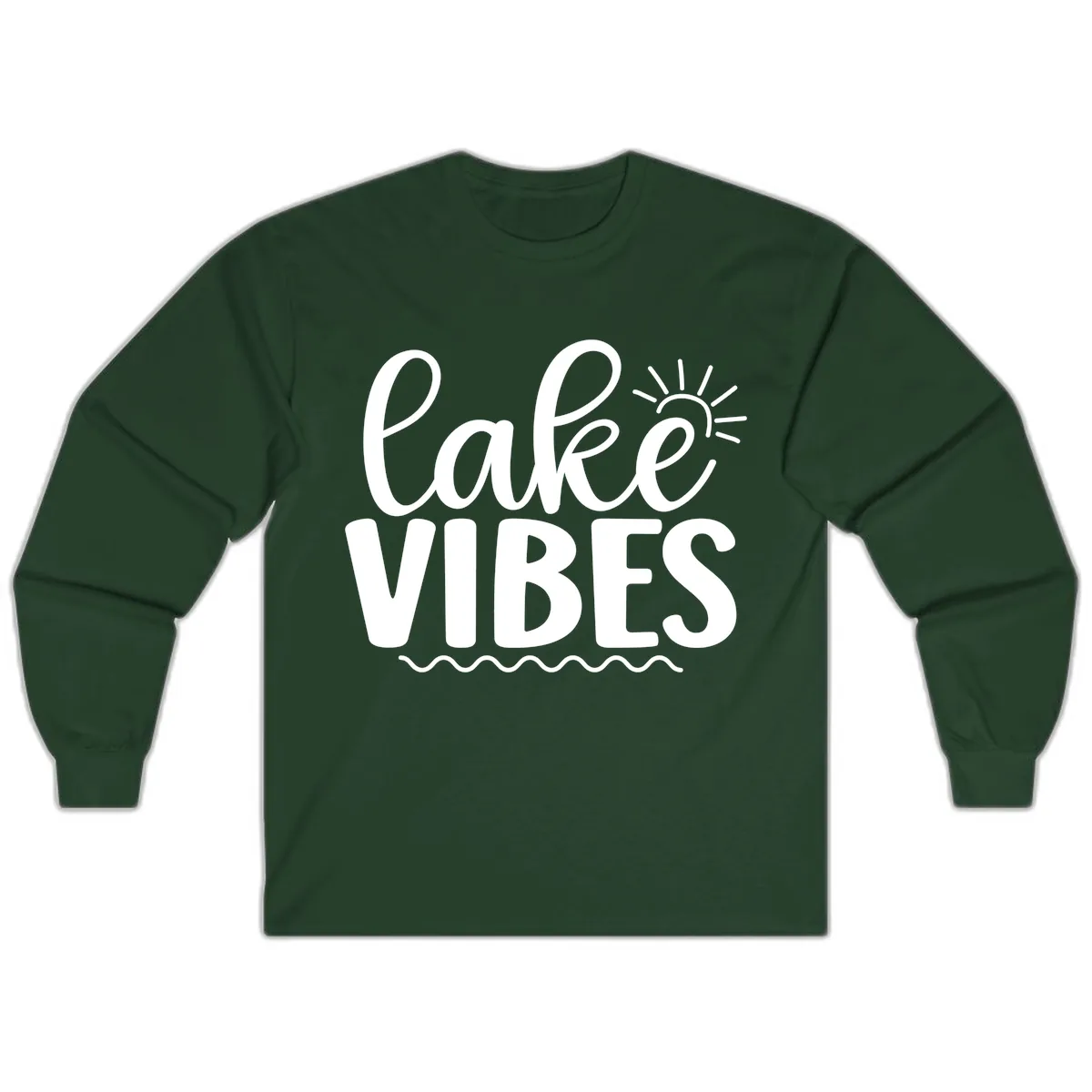 Lake Vibes Lake Day Apparel Long Sleeve in Forest Green