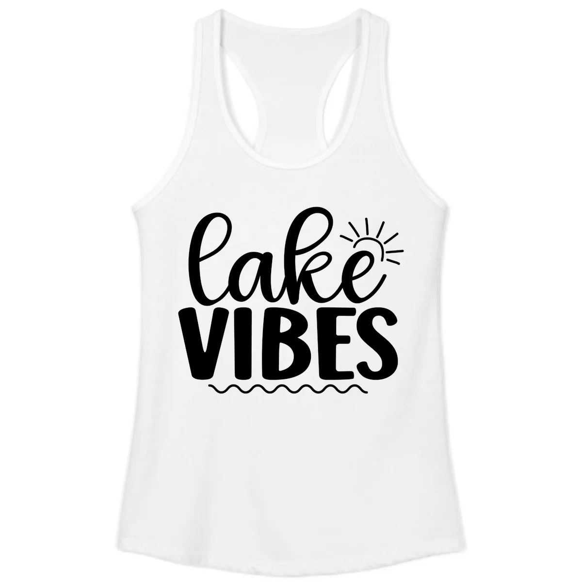 Lake Vibes Lake Day Apparel Ladies Tank in White