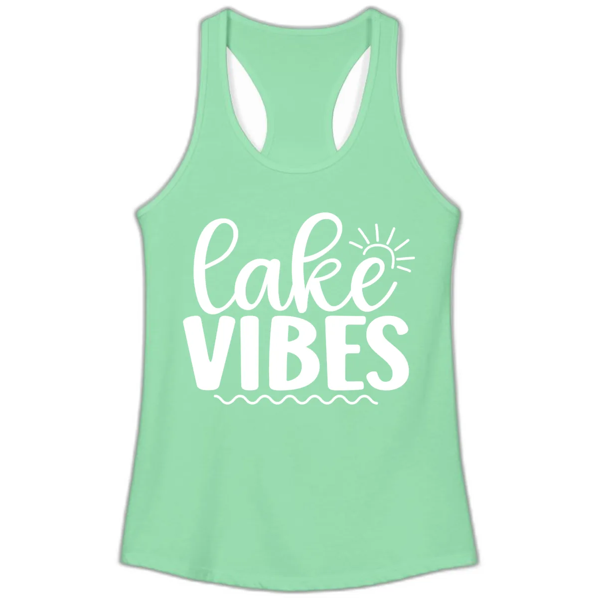 Lake Vibes Lake Day Apparel Ladies Tank in Solid Mint