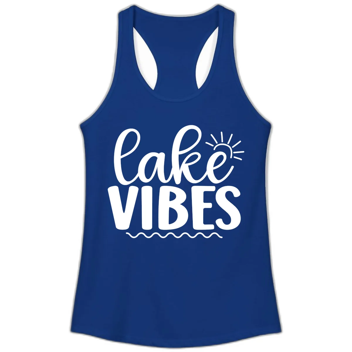 Lake Vibes Lake Day Apparel Ladies Tank in Solid Royal