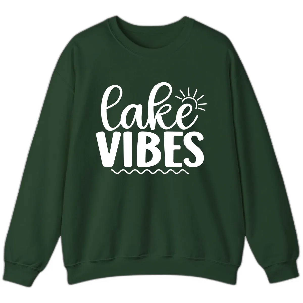 Lake Vibes Lake Day Apparel Sweatshirt in Forest Green