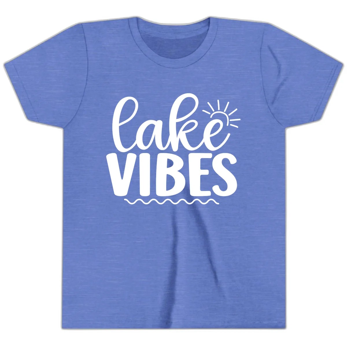 Lake Vibes Lake Day Apparel Youth T-Shirt in Heather Columbia Blue