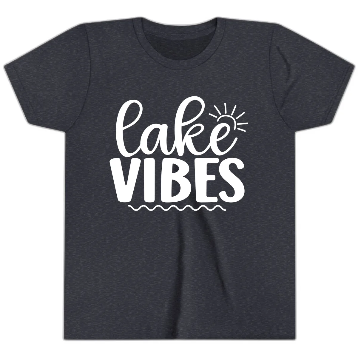 Lake Vibes Lake Day Apparel Youth T-Shirt in Heather Navy