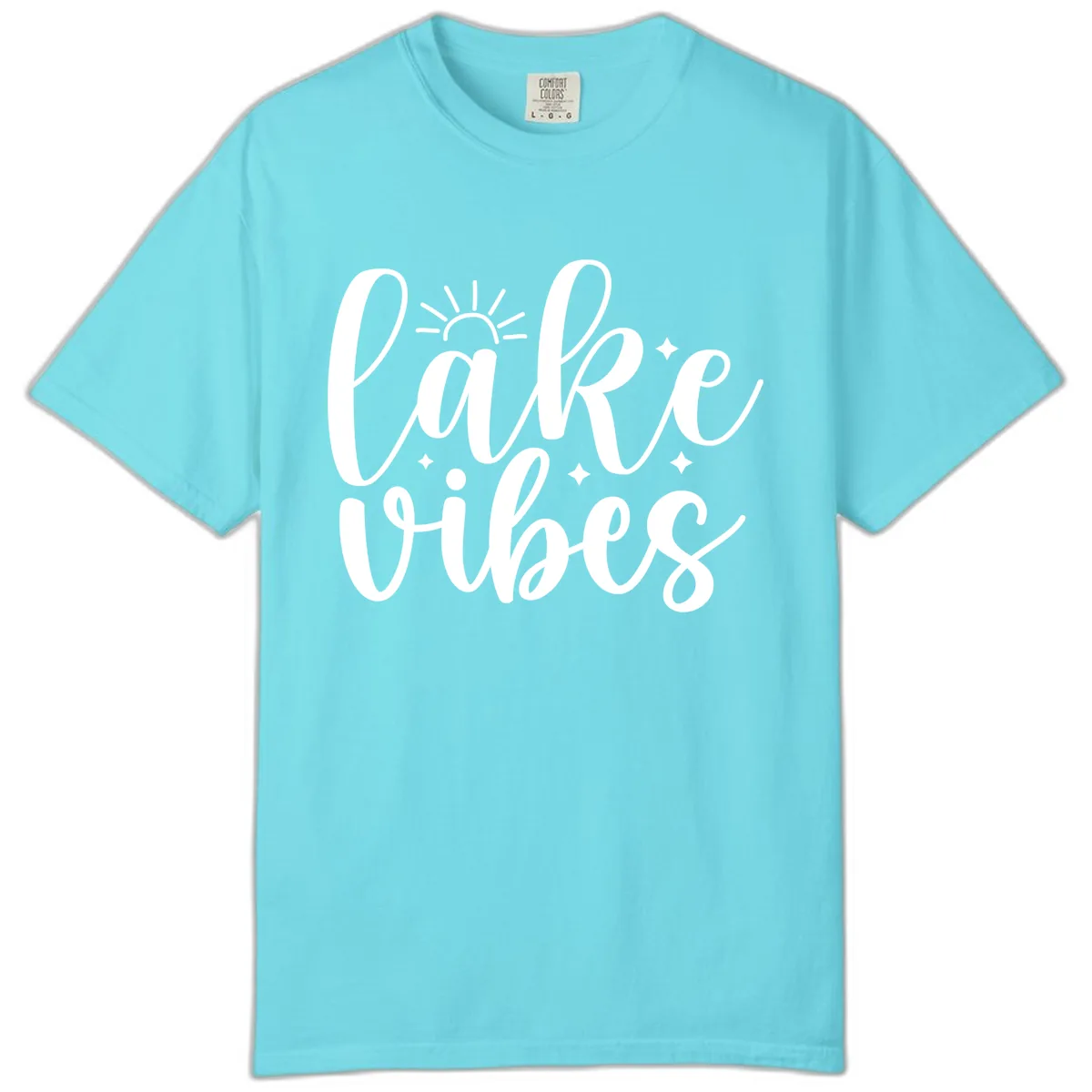 Lake Vibes Script Design Comfort Color in Lagoon Blue