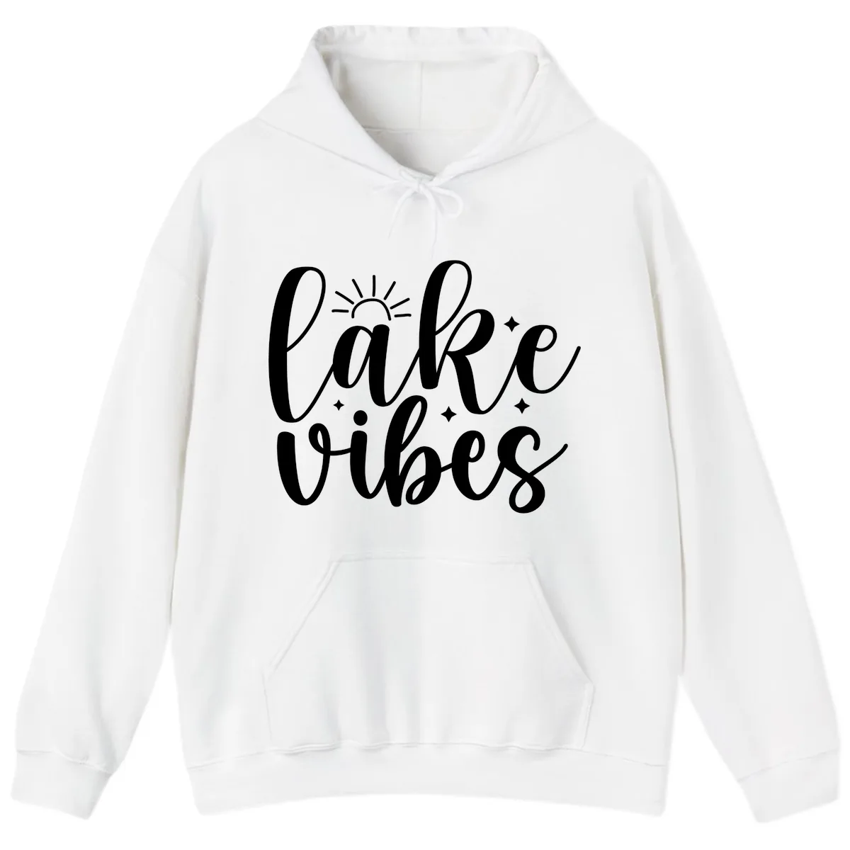 Lake Vibes Script Design Hoodie in White
