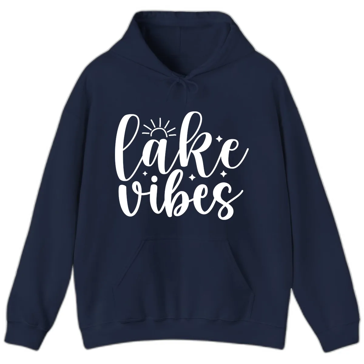 Lake Vibes Script Design Hoodie in Navy