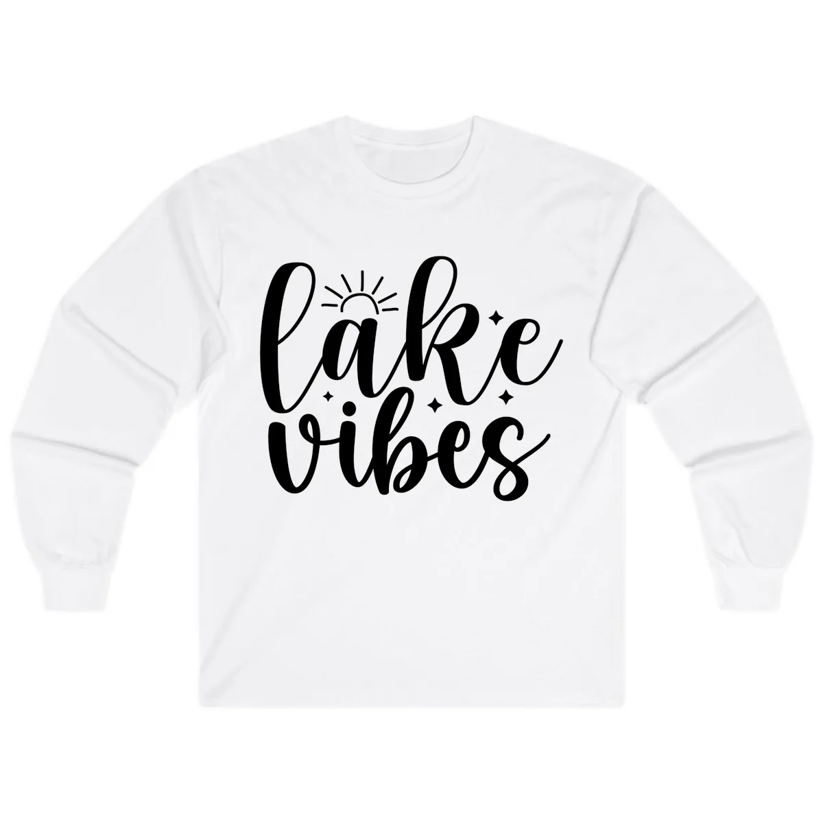 Lake Vibes Script Design Long Sleeve in White