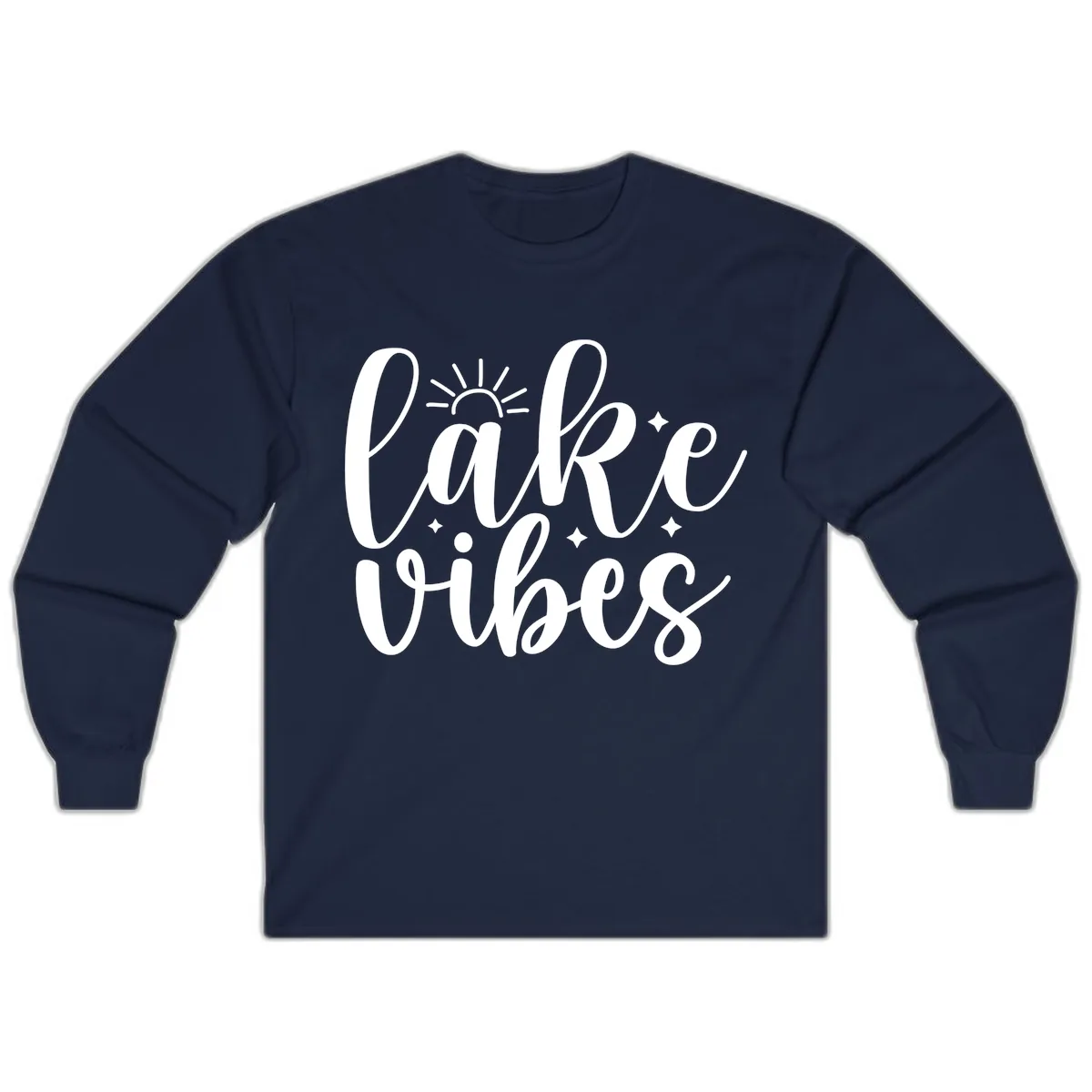 Lake Vibes Script Design Long Sleeve in Navy